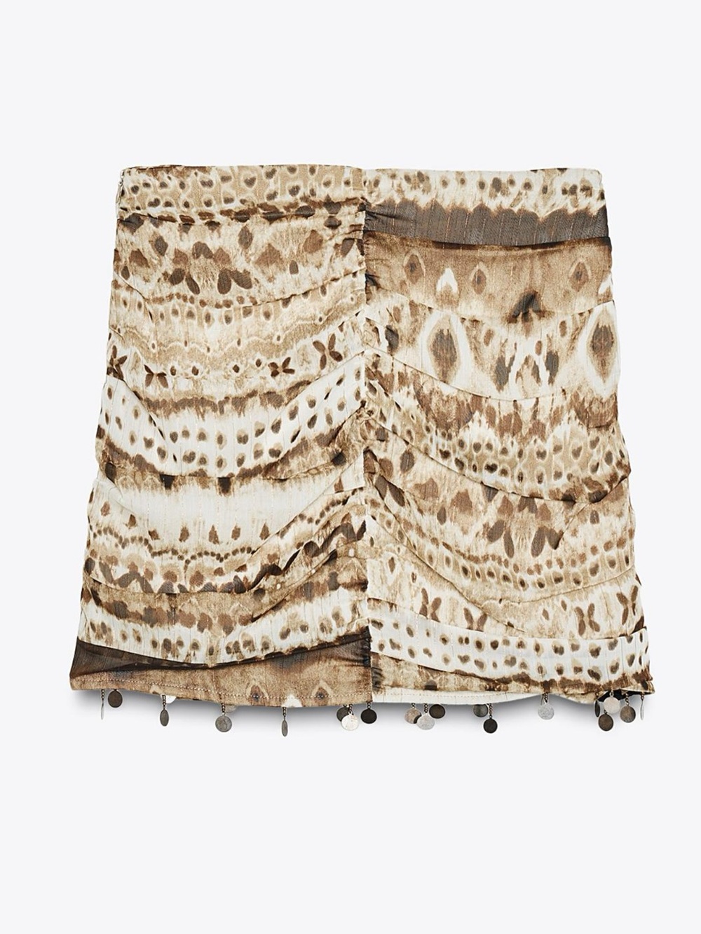 Beaded Hem Neutral Animal Print Mini Skirt